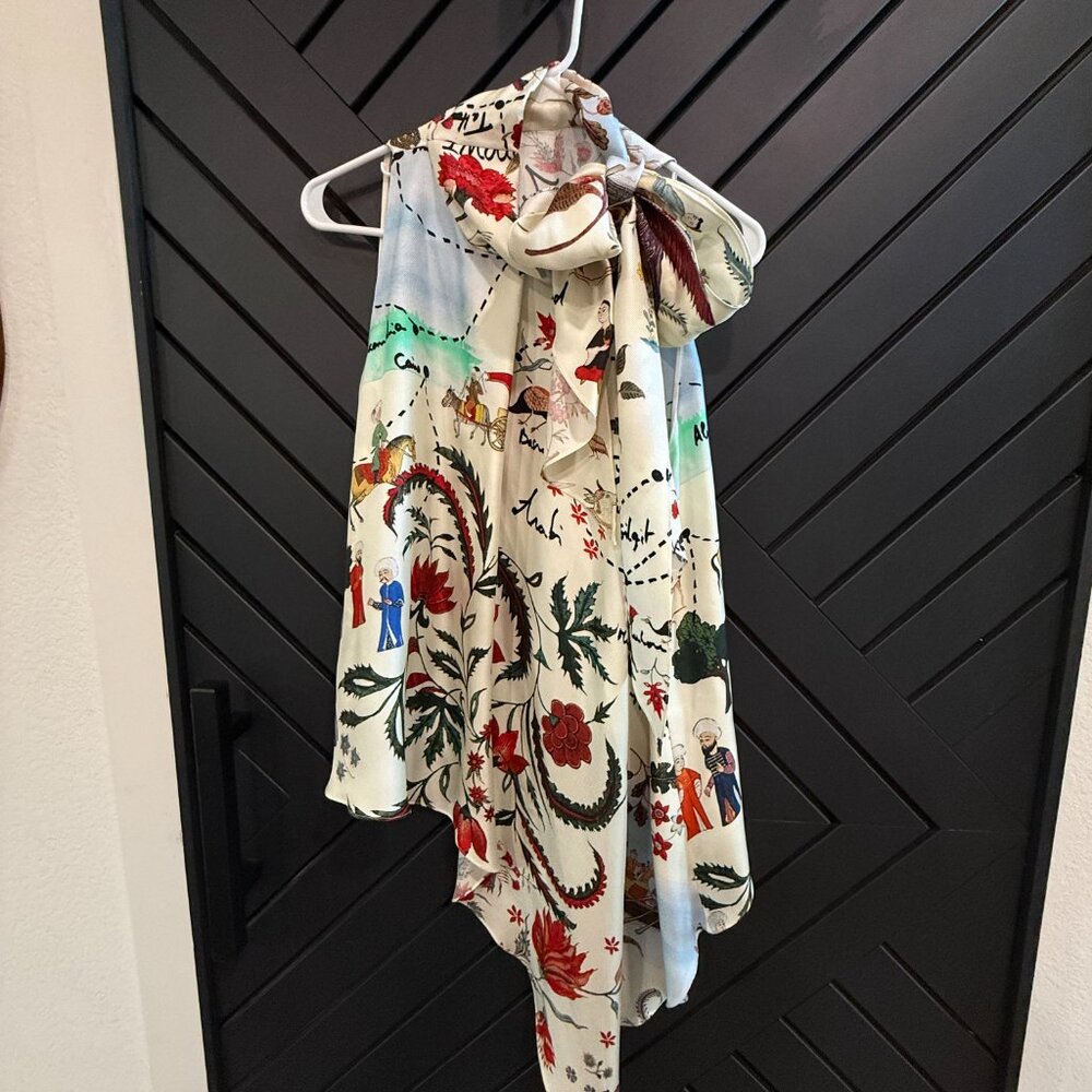 Oscar De La Renta A-Symmetrical Sleeveless (L) 100% Silk